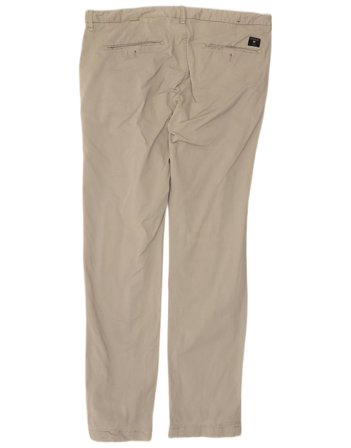 GUESS Herren Slim Chinohose W36 L33 Beige Baumwolle