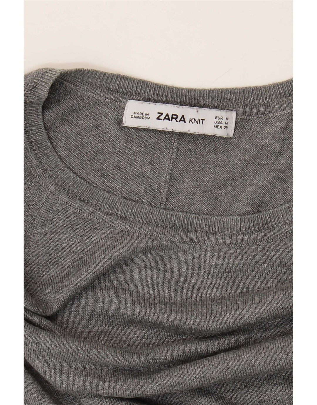 Zara Damen-Pullover mit U-Boot-Ausschnitt, Gr. 14, Mittelgrau