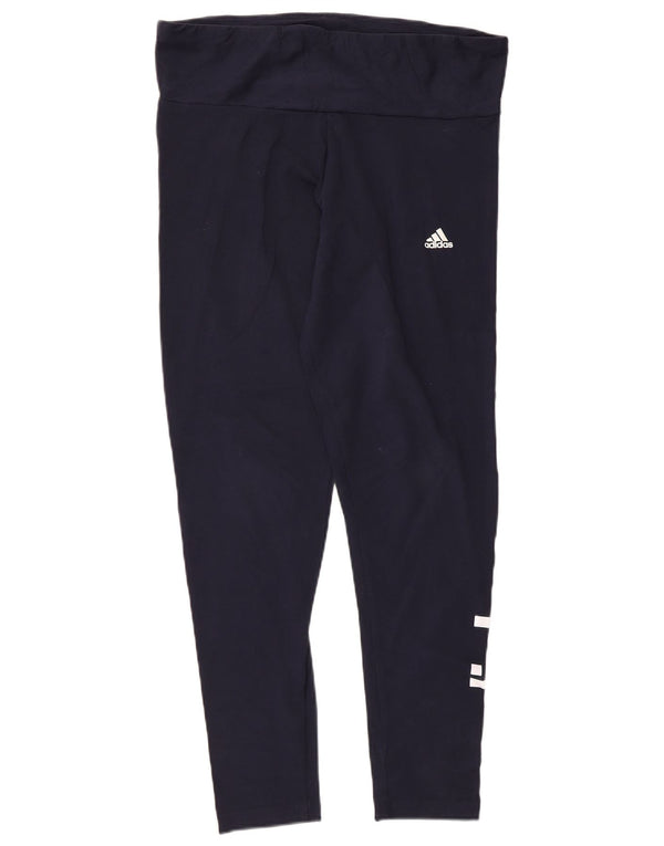 Adidas Damen Tight Fit Graphic Leggings UK 16/18 Large Marineblau Baumwolle