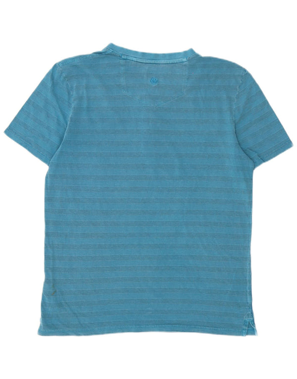 Fat Face Herren-T-Shirt-Oberteil aus mittelblauer, gestreifter Baumwolle