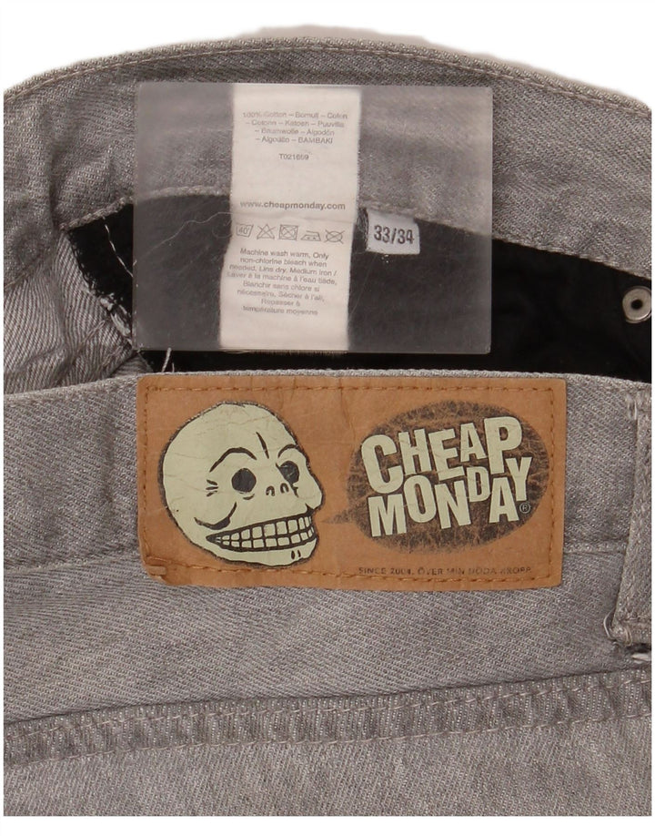 Cheap Monday Herren Straight Jeans W33 L34 Graue Baumwolle