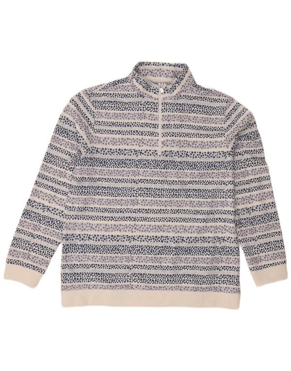 Cotton Traders Damen-Sweatshirt mit Reißverschluss am Hals, Gr. 40, Größe L, Weiß, Blumenmuster