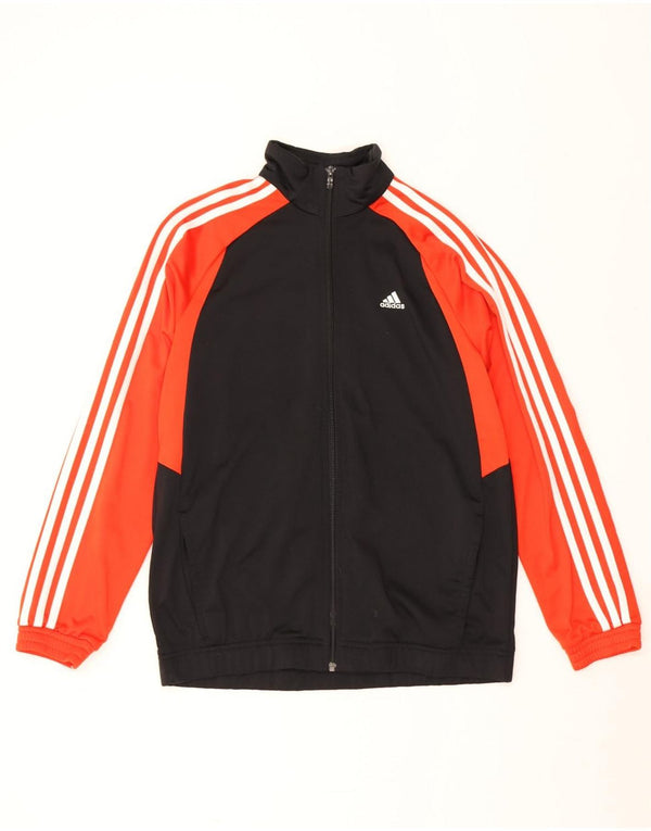 Adidas Jungen-Trainingsanzug-Top-Jacke, 15–16 Jahre, schwarzes Colourblock-Polyester