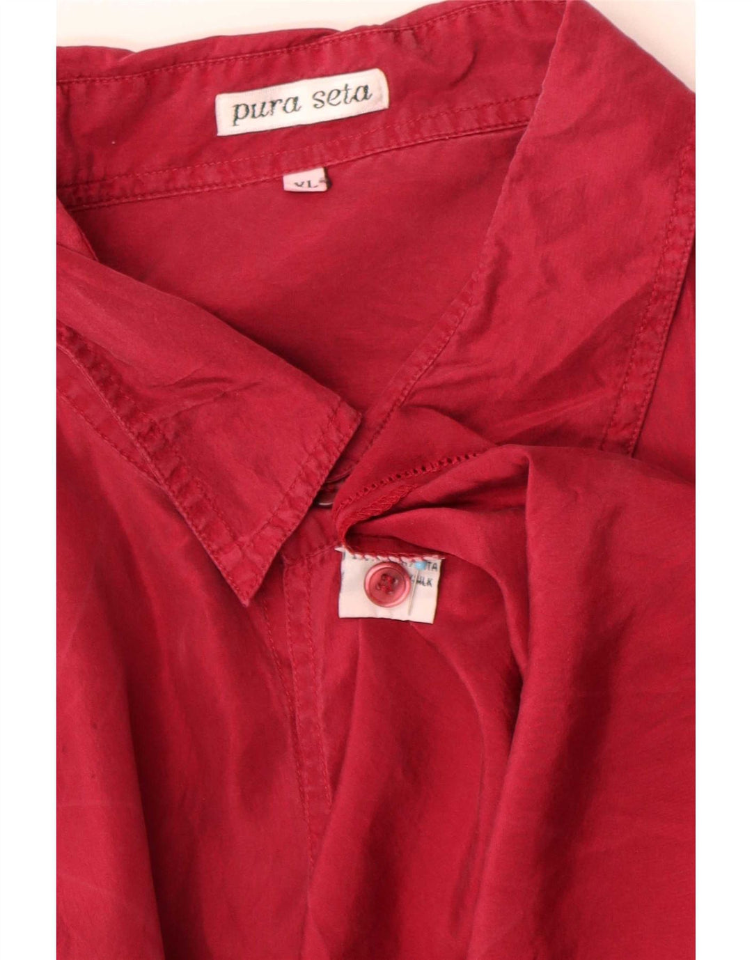 Vintage Herren Kurzarmhemd XL Rote Seide