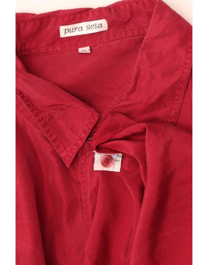 Vintage Herren Kurzarmhemd XL Rote Seide