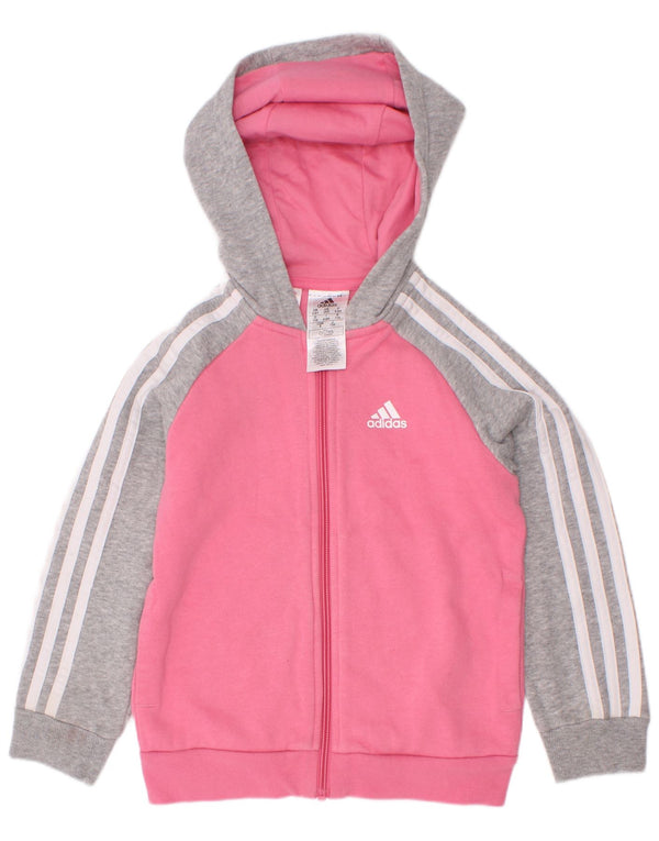 Adidas Mädchen-Kapuzenpullover mit Reißverschluss, 5–6 Jahre, Rosa, Colourblock-Baumwolle