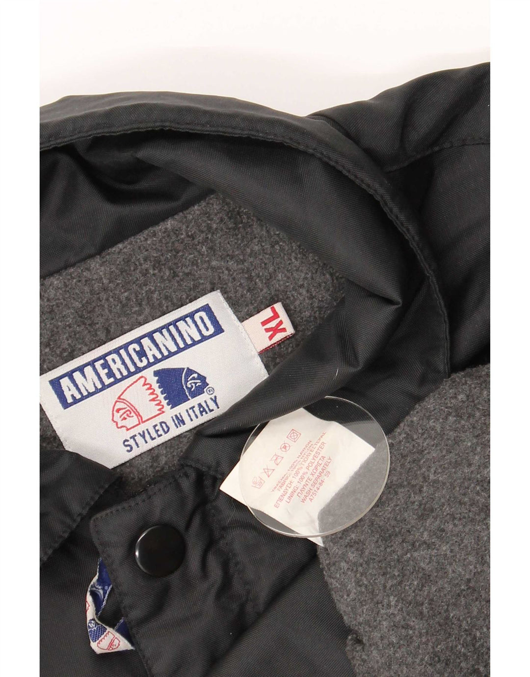 Americanino Herren-Windbreaker-Jacke, UK 42, XL, schwarzes Nylon