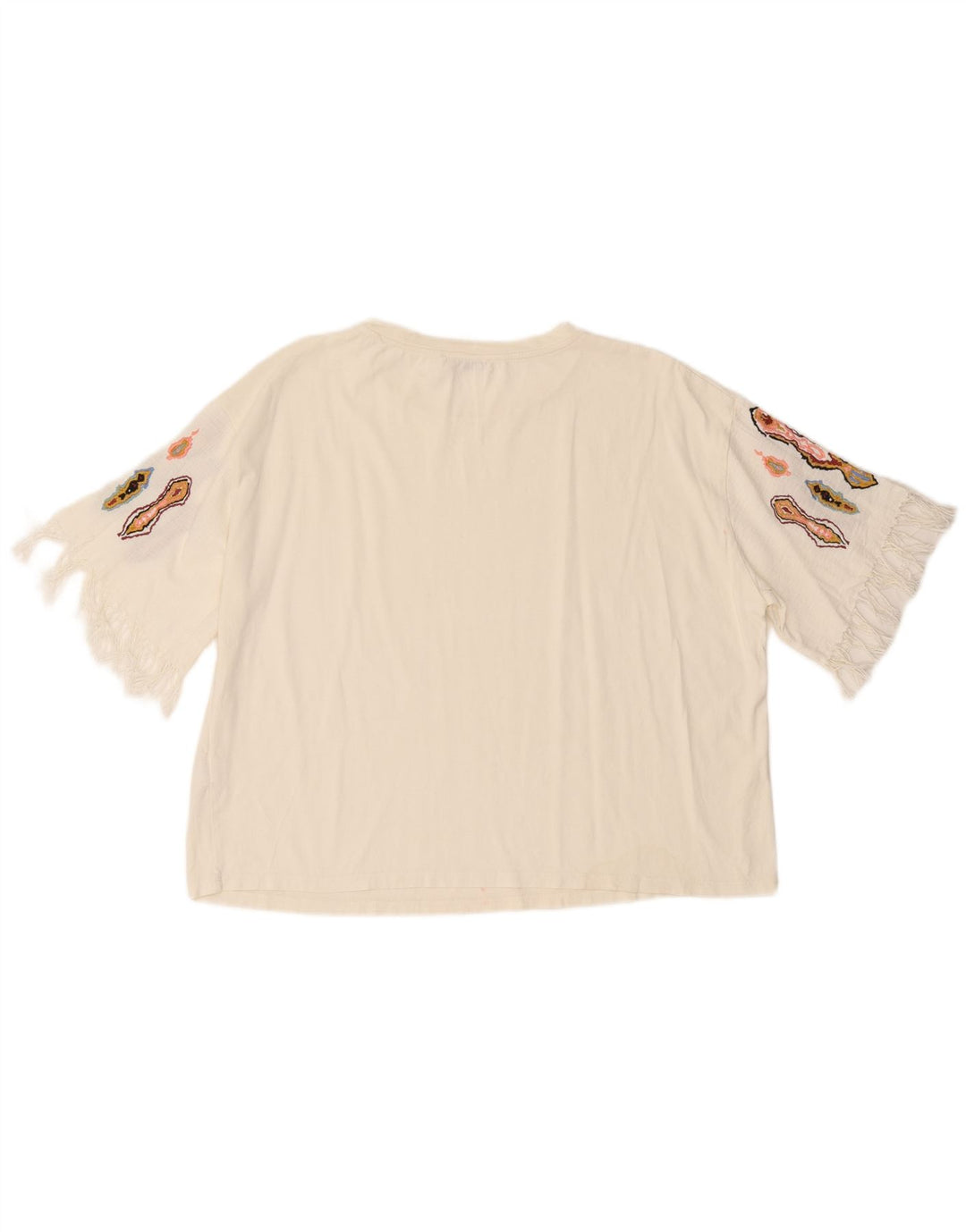 Zara Damen T-Shirt Top UK 16 Large Weiße Baumwolle