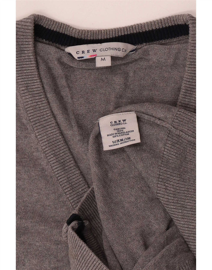 Crew Clothing Herren-Strickjacke aus mittelgrauer Baumwolle