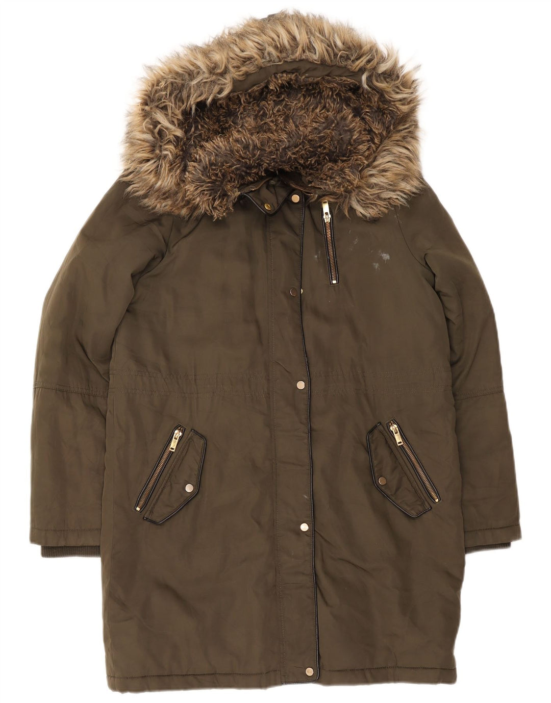 Oasis Damen-Parkajacke mit Kapuze, UK 14, mittleres Khaki, Polyester