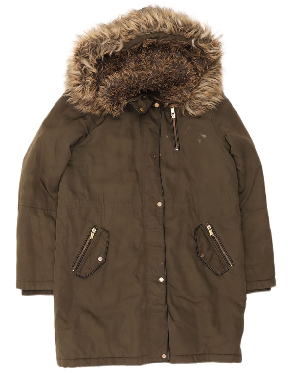 Oasis Damen-Parkajacke mit Kapuze, UK 14, mittleres Khaki, Polyester