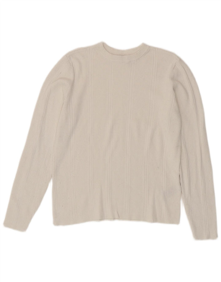 Marks & Spencer Damen Crop Top Langarm UK 14 Mittelweiße Viskose