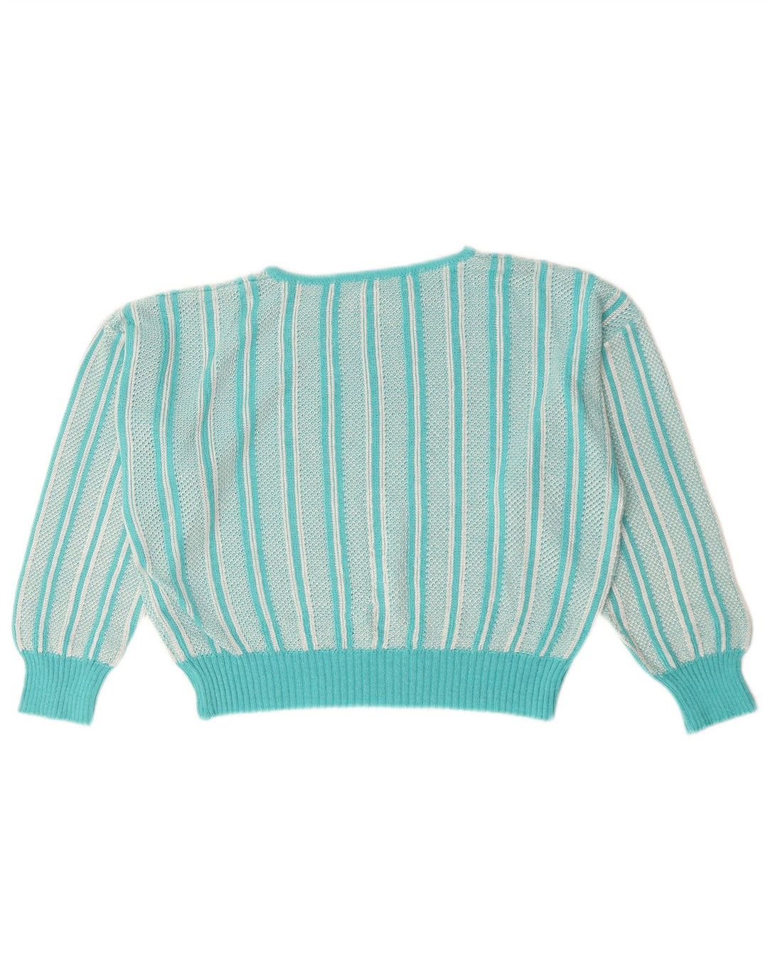 VINTAGE Damen Pullover mit U-Boot-Ausschnitt, UK 12, Mitteltürkis, Paisleymuster