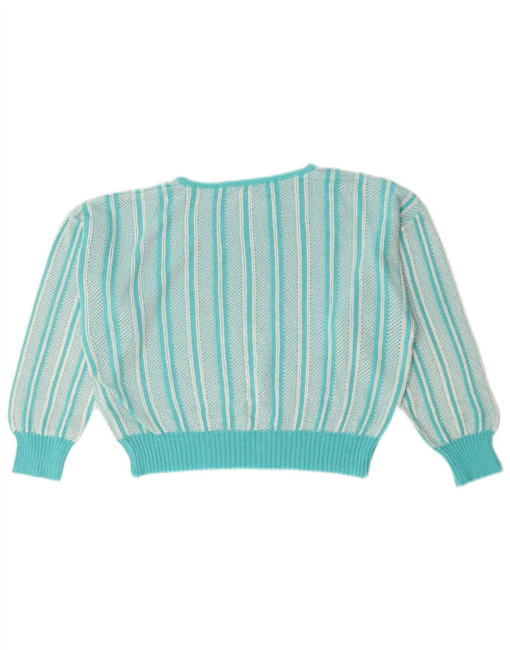 VINTAGE Damen Pullover mit U-Boot-Ausschnitt, UK 12, Mitteltürkis, Paisleymuster