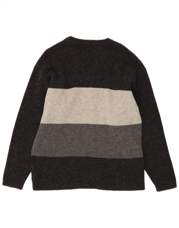 Levi's Herren-Pullover mit V-Ausschnitt, groß, graue Farbblock-Schurwolle