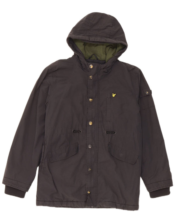 Lyle & Scott Jungen-Windbreaker-Mantel mit Kapuze, 14–15 Jahre, schwarze Baumwolle