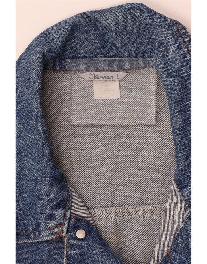 Wampum Herren Jeansjacke UK 40 Große blaue Baumwolle