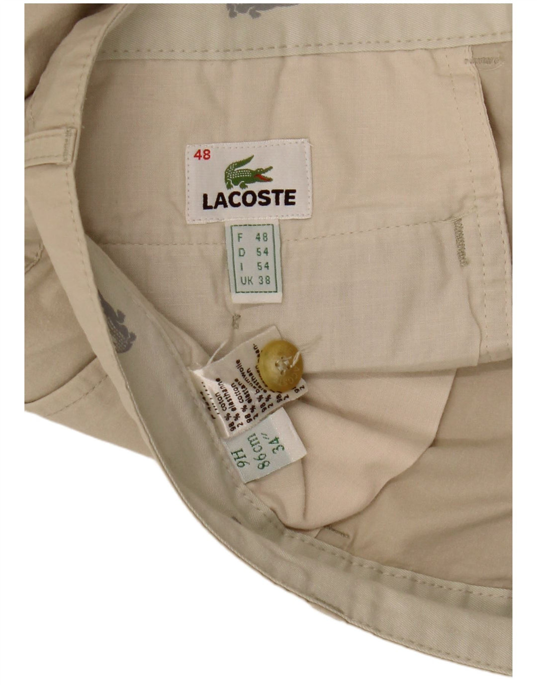 LACOSTE Gerade Herren-Chinohose, Größe 48, XL, W38, L31, Beige, Baumwolle