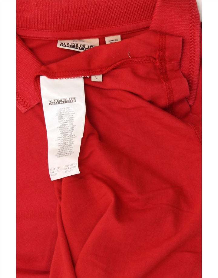 NAPAPIJRI Mens Polo Shirt Large Red Cotton