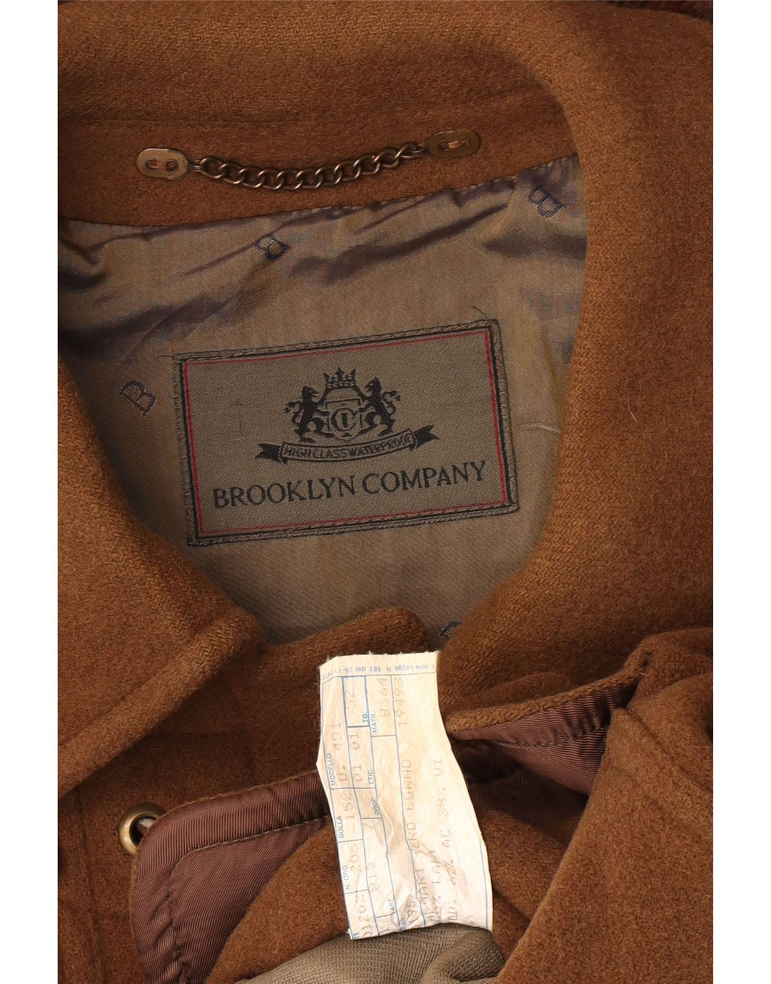 Brooklyn Herren-Dufflecoat mit Kapuze IT 52 XL, braune Wolle