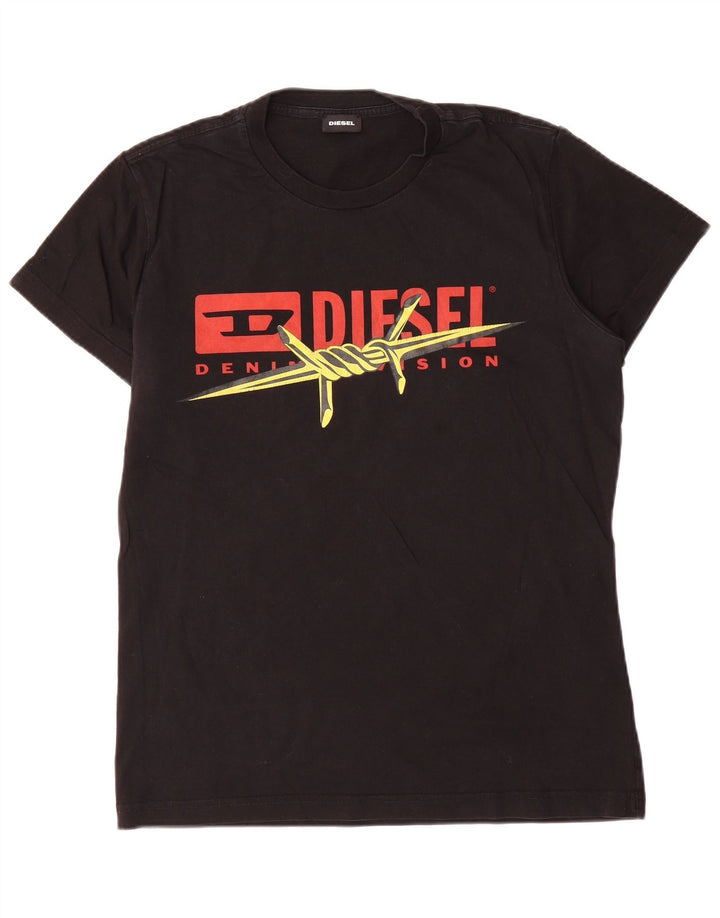 Diesel Herren-T-Shirt mit Grafik, groß, aus schwarzer Baumwolle