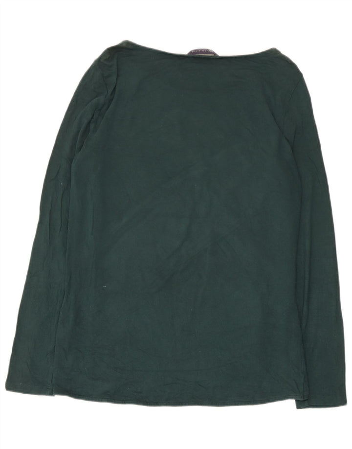 Marks & Spencer Damen Top Langarm UK 12 Mittelgrüne Paisley-Viskose