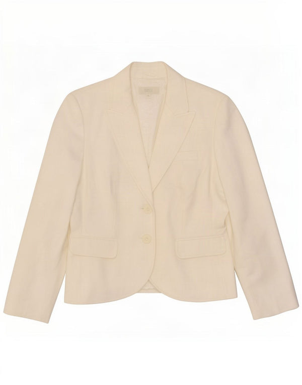 Marks & Spencer Damen-Blazerjacke mit 2 Knöpfen, UK 14, Mittelweiß, Polyester