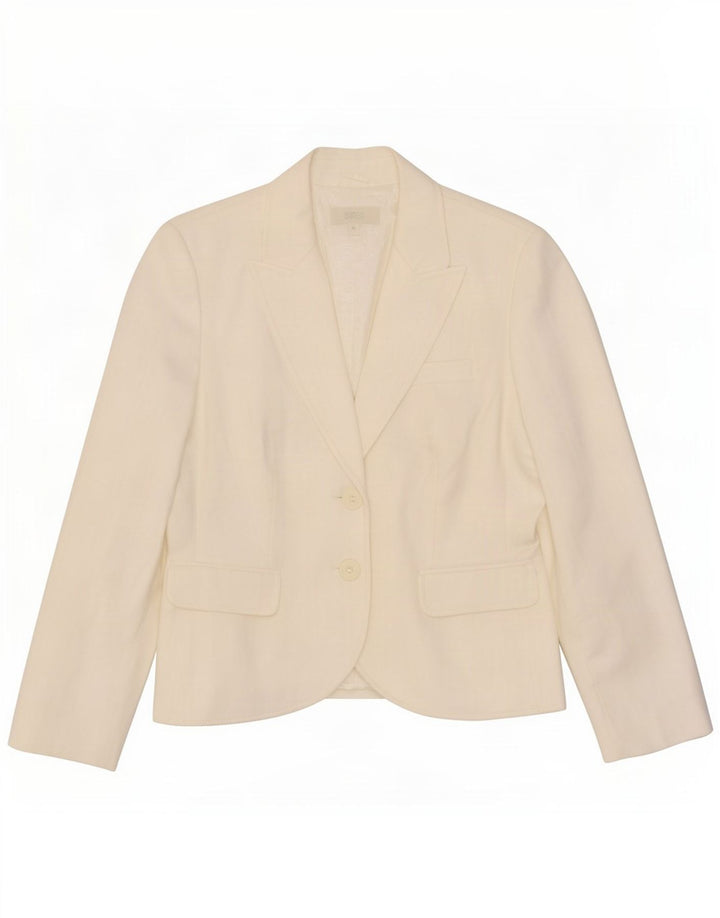 Marks & Spencer Damen-Blazerjacke mit 2 Knöpfen, UK 14, Mittelweiß, Polyester