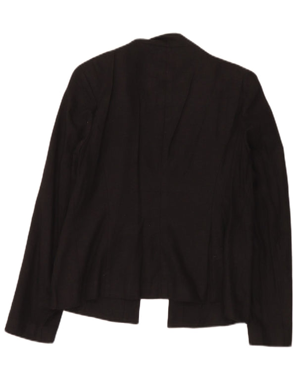 Marks & Spencer Womens Open Blazer Jacke UK 12 Mittelschwarzes Leinen