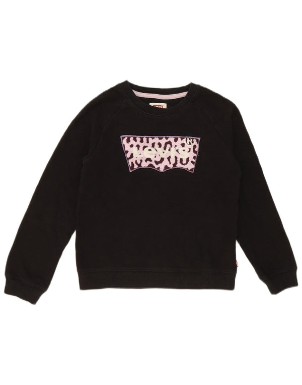 Levi's Mädchen-Sweatshirt mit Grafik, 7–8 Jahre, schwarze Baumwolle mit Tiermuster