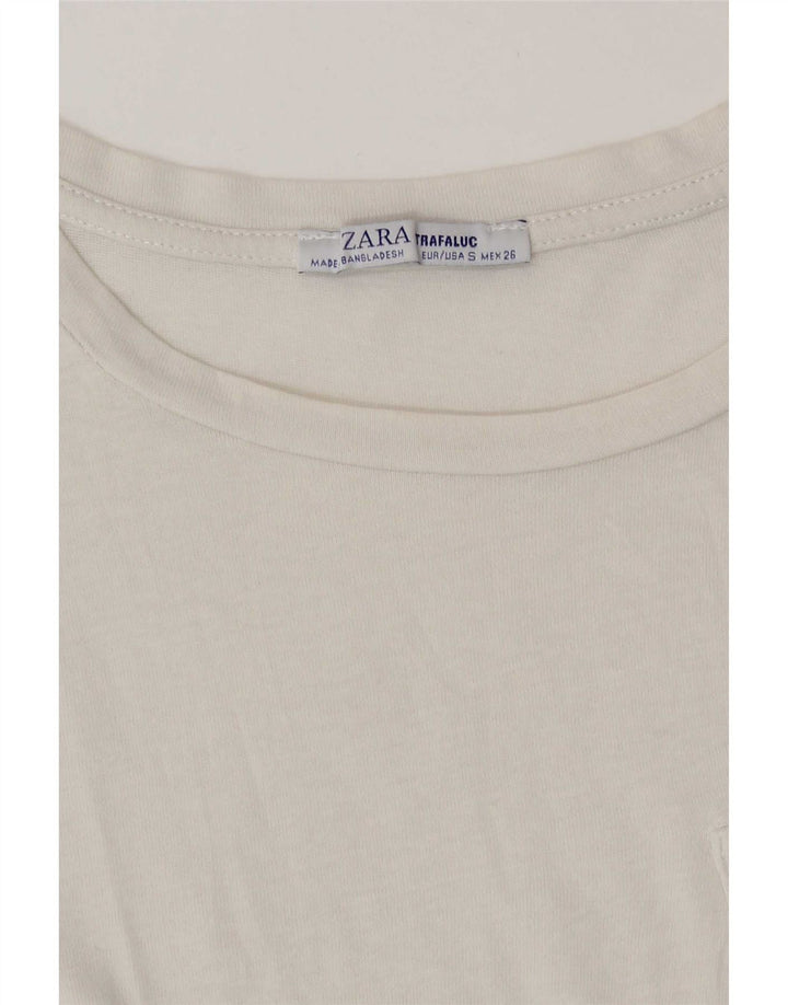 Zara Damen T-Shirt Top UK 10 Small Weiß