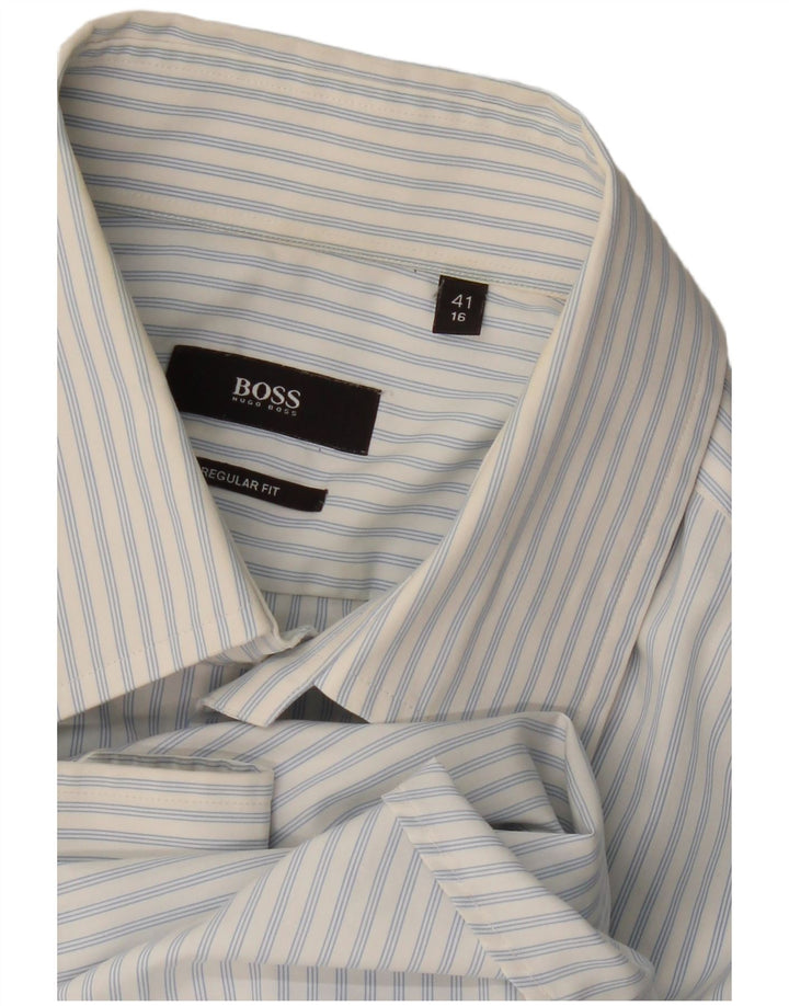 Hugo Boss Herren-Hemd mit normaler Passform, Größe 41 16, groß, blau gestreift