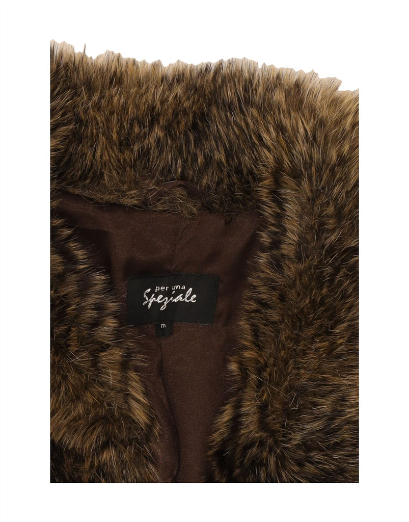 PER UNA Womens Faux Fur Jacket UK 14 Medium Brown Vintage Per Una and Second-Hand Per Una from Messina Hembry 