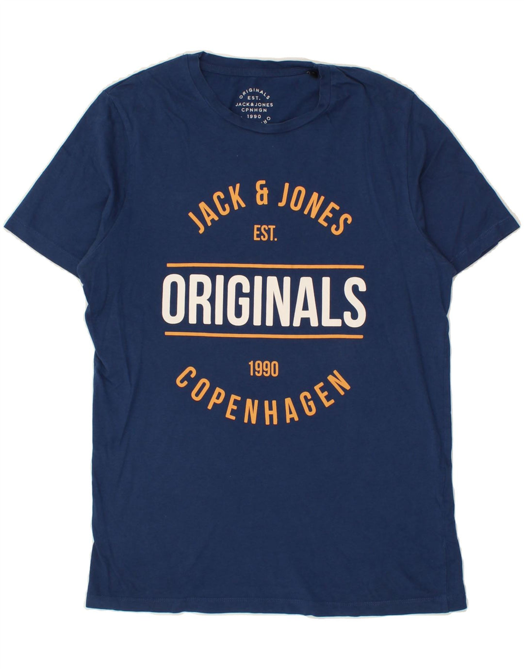 JACK & JONES Mens Graphic T-Shirt Top Medium Blue Cotton Vintage Jack & Jones and Second-Hand Jack & Jones from Messina Hembry 
