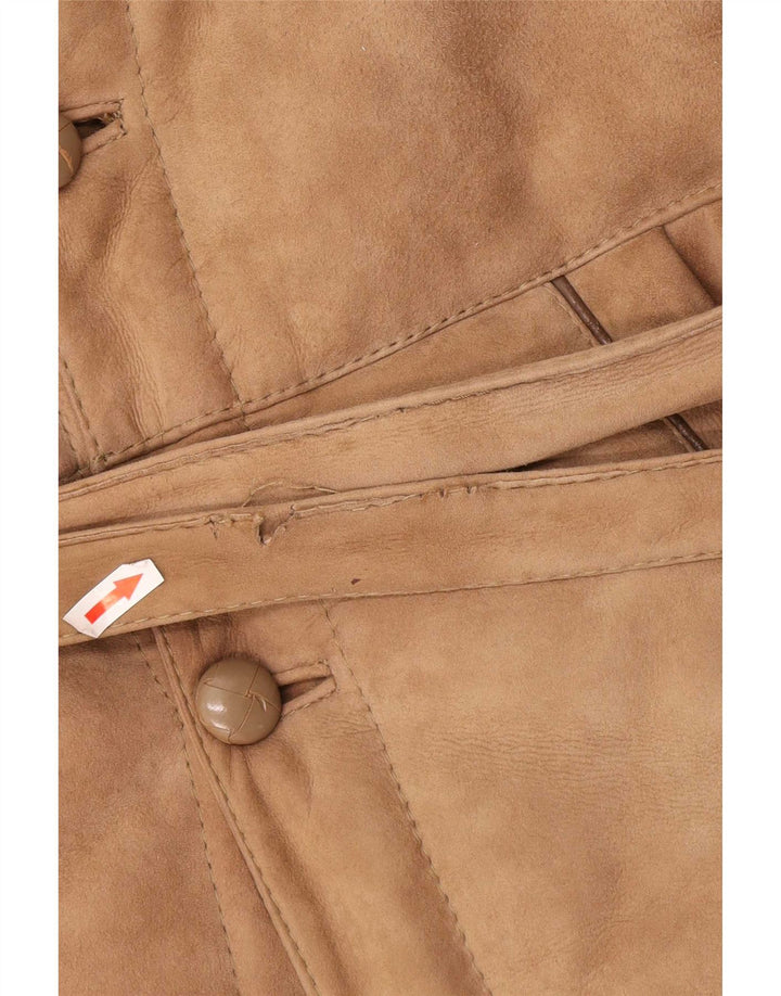 Vintage Herren Shearling Overcoat IT 46 Small Beige