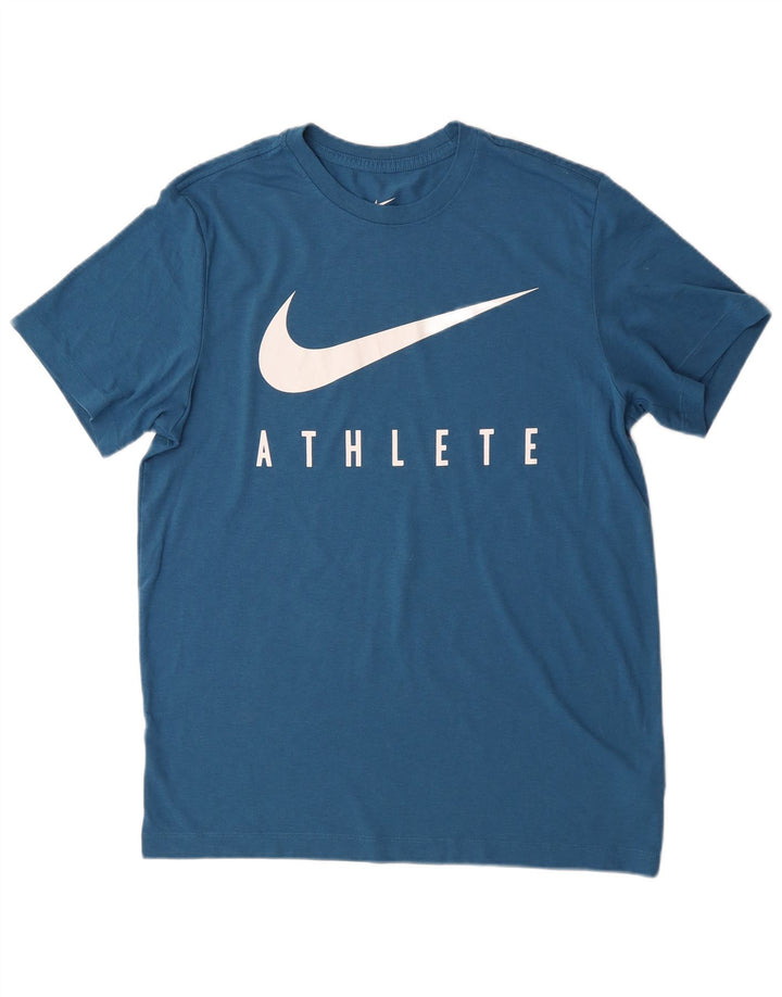 NIKE Herren Dri Fit Graphic T-Shirt Top Mittelblaues Polyester
