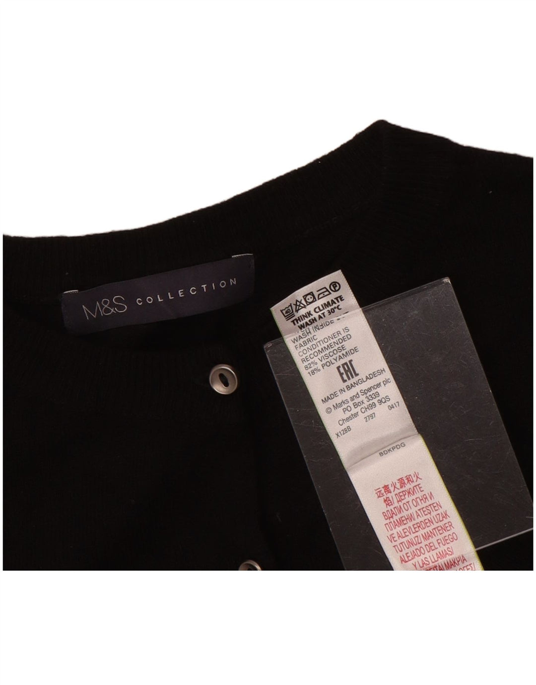 Marks & Spencer Damen-Cardigan-Pullover UK 8 Small Schwarze Viskose