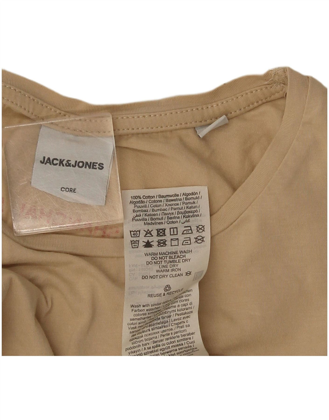 Jack & Jones Herren-T-Shirt mit Grafik, Größe S, beige, Baumwolle