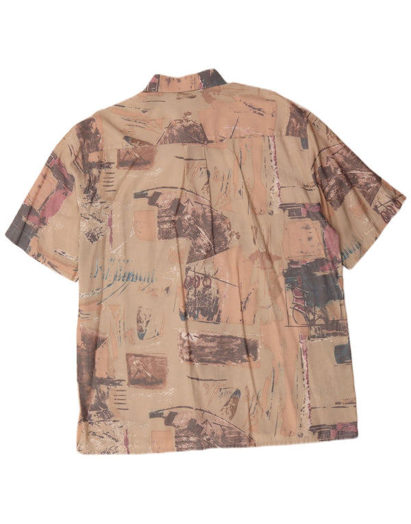Vintage Herren-Kurzarmshirt mit abstraktem Muster, Größe 43/44 XL, Beige