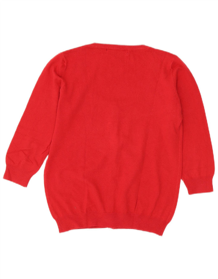 Zara Damen-Strickjacke mit 3/4-Ärmeln, UK-Gr. 12, Mittelrot