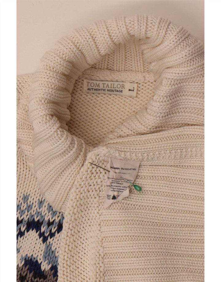 Rollkragenpullover für Damen von Tom Tailor, Gr. 14, Weiß, Fair Isle-Muster