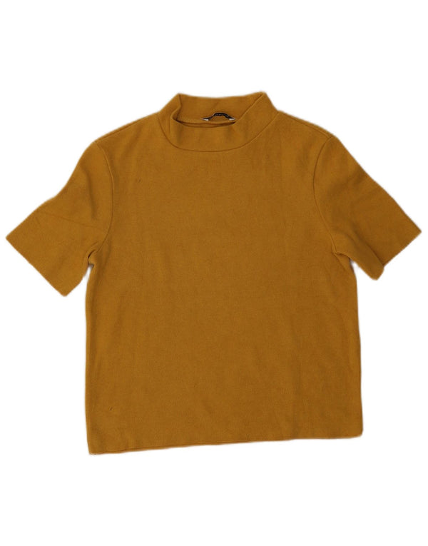 Zara Damen Crop T-Shirt Top UK 10 Small Gelb