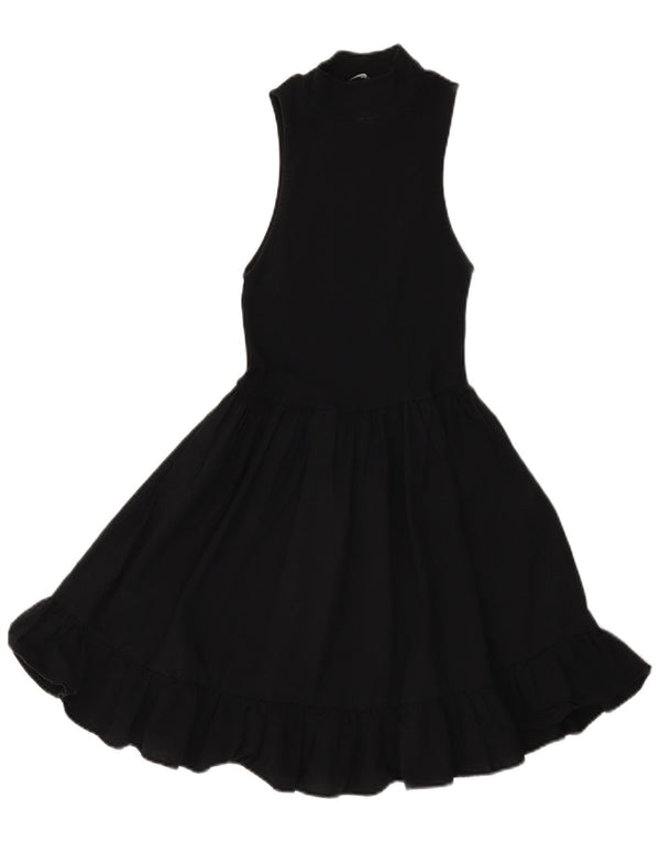 Zara Damen ärmelloses Pulloverkleid UK 12 Mittelschwarze Baumwolle