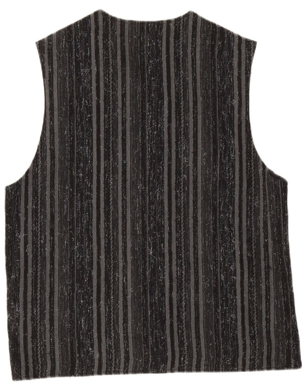 Vintage Herrenweste Medium Schwarz Gestreiftes Polyester