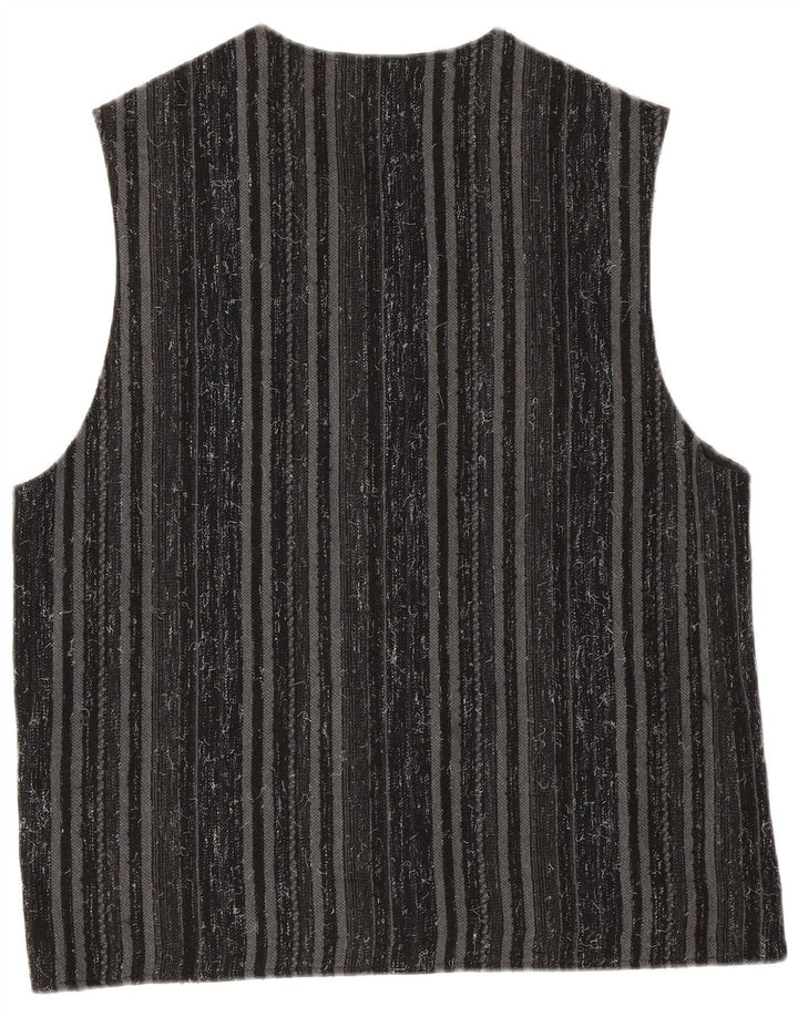 Vintage Herrenweste Medium Schwarz Gestreiftes Polyester