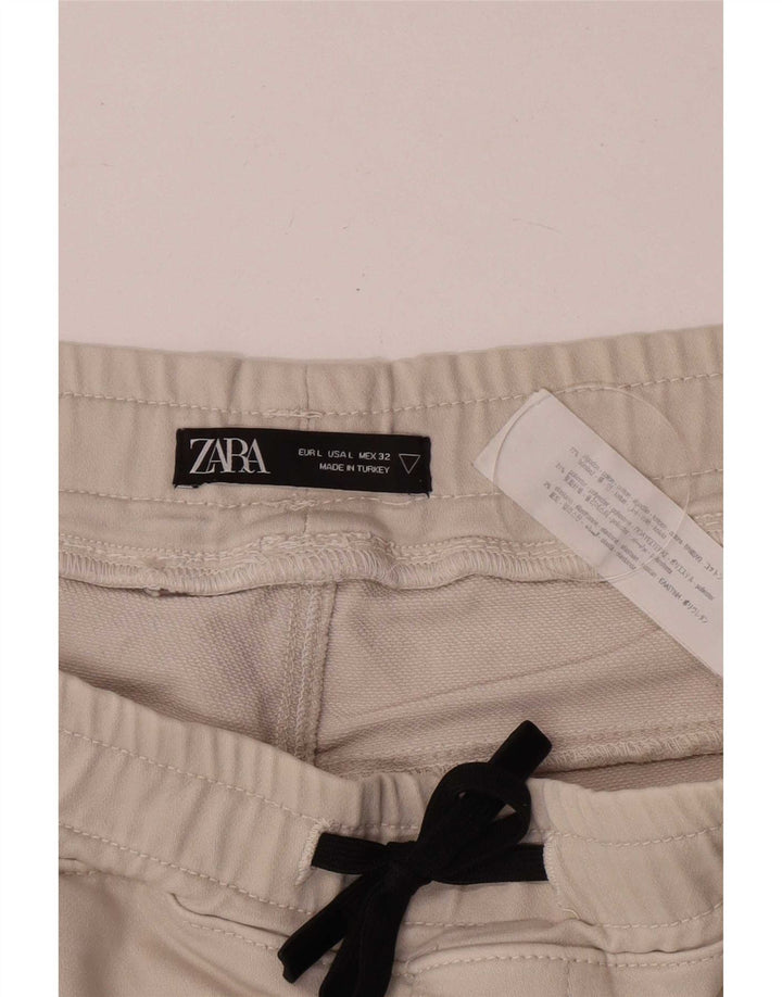 Zara Herren-Sportshorts mit normaler Passform, große beige Baumwolle