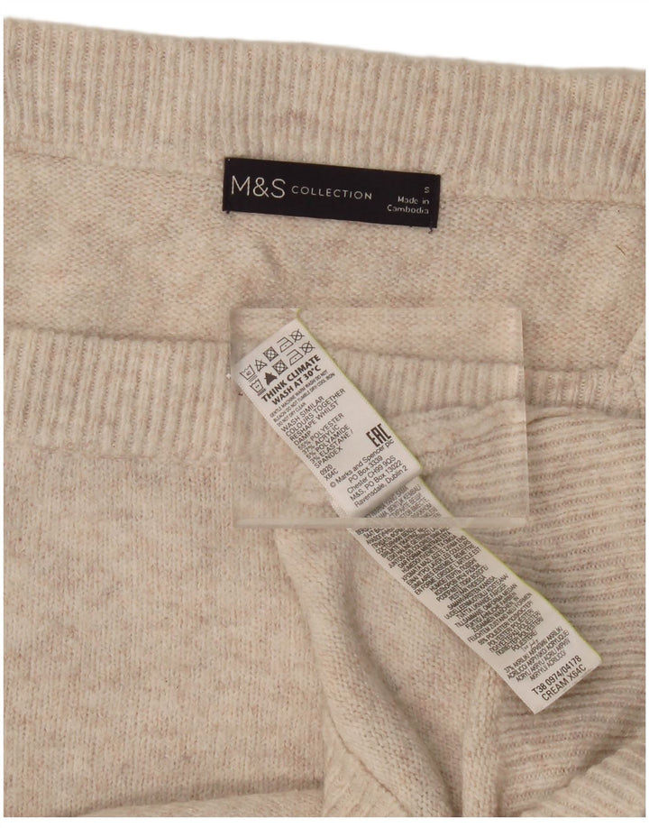 Marks & Spencer Damen-Pullover mit U-Boot-Ausschnitt, Gr. 10, Beige, Polyester