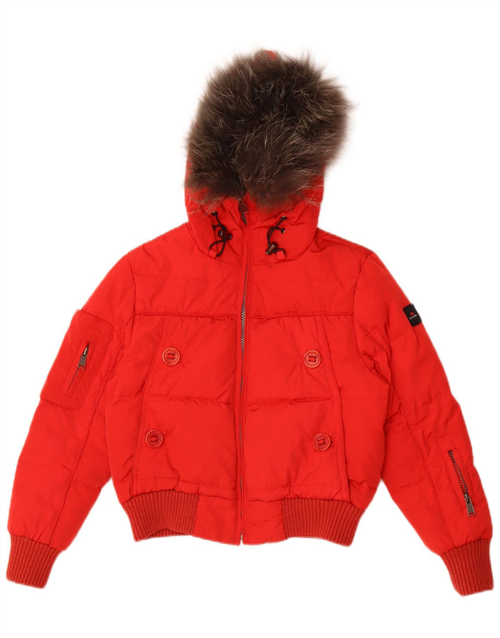 Canadiens Mädchen-Kapuzenjacke, gepolstert, 7–8 Jahre, Rot