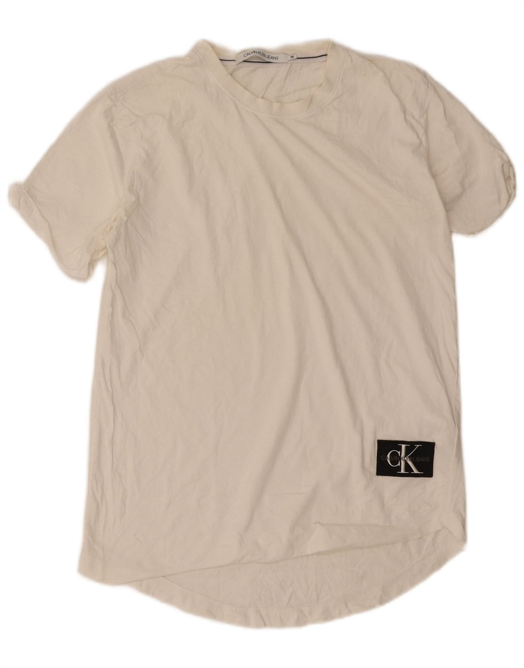 Calvin Klein Herren T-Shirt Top aus mittelweißer Baumwolle