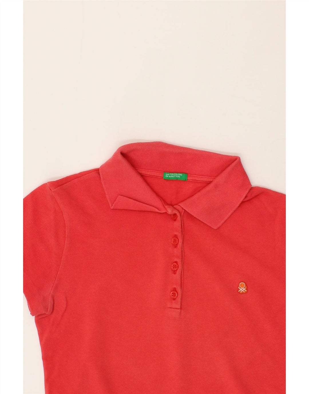 BENETTON Girls Polo Shirt 11-12 Years Red Vintage Benetton and Second-Hand Benetton from Messina Hembry 